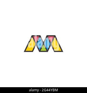 letter m outline colorful mosaic triangle logo vector Stock Vector