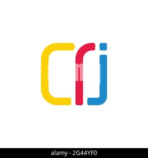 letter c r j simple geometric square colorful logo vector Stock Vector