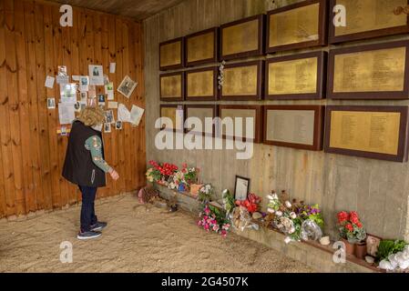 Visit to one of the Battle of the Ebro Spaces.  Camposines Memorial, where homage is paid to the soldiers of the Spanish Civil War (Tarragona, Spain) Stock Photo