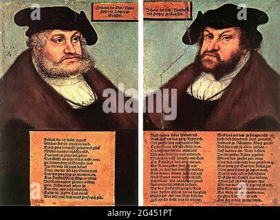 Lucas Cranach the Elder -  Portraits Johann I Frederick III Wise Electors Saxony 1533 Stock Photo