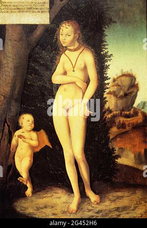 Lucas Cranach the Elder -  Venus with Cupid Honey Thief Stock Photo