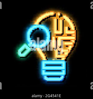 brain savvy research neon glow icon illustration Stock Vector