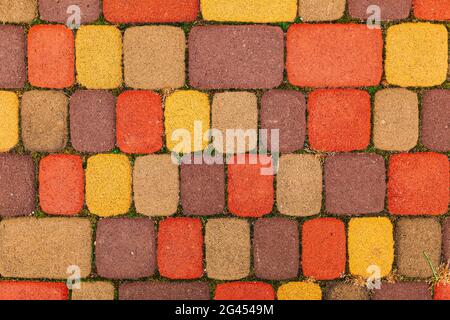 Orange and yellow flagstones, cobbles Stock Photo