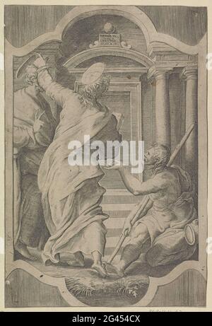Illustration of Saint Peter and Saint John Healing the Lame Man Outside ...