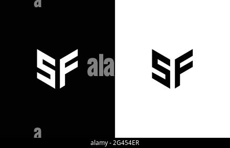 Outstanding trendy awesome black and white color SF FS initial based Alphabet icon logo. Stock Vector