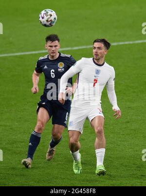 18th June 2021 - England v Scotland - UEFA Euro 2020 Group D Match - Wembley - London  England's Jack Grealish during the Euro 2020 match against Scotland. Picture Credit : © Mark Pain / Alamy Live News Stock Photo