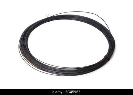 Roll of steel wire isolated on white background Stock Photo
