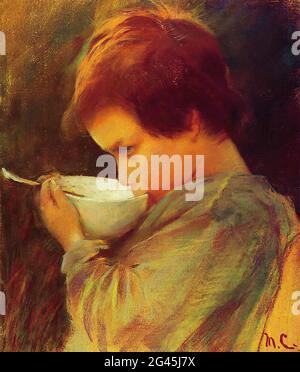 Mary Cassatt (1843-1826) -  Child Drinking Milk 1868 Stock Photo