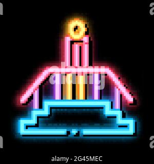 man on stairwell neon glow icon illustration Stock Vector