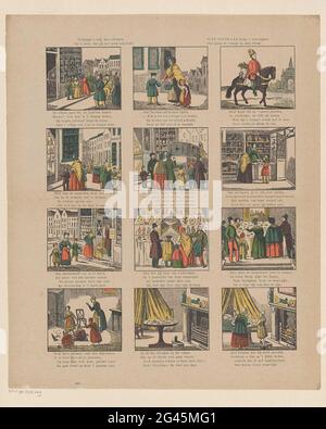 Rejoice free, dear little ones, / at the party, that you know so good / Sint Nicolaas you will appear / so take the joy in this print. Leaf with 12 performances about Sint Nicolaas and the Sinterklaas party. Under every image a four-line verse. Stock Photo