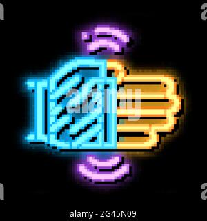 hypothermia of hand neon glow icon illustration Stock Vector
