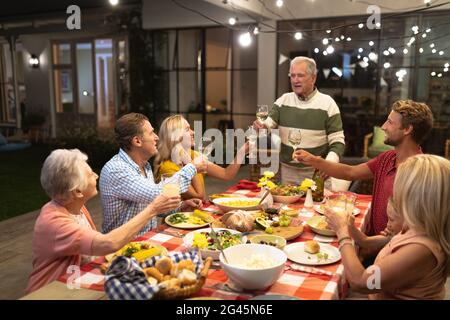 Multi-generation Caucasian family during a dinner Stock Photo