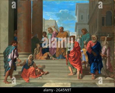 Nicolas Poussin -  Saints Peter and John Healing the Lame Man Stock Photo