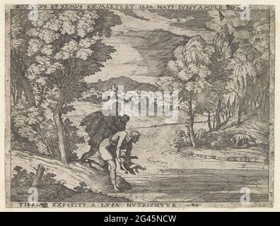 Romulus And Remus. Romulus And Remus Are Seen By The Wolvin. A 