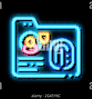 fingerprint base neon glow icon illustration Stock Vector