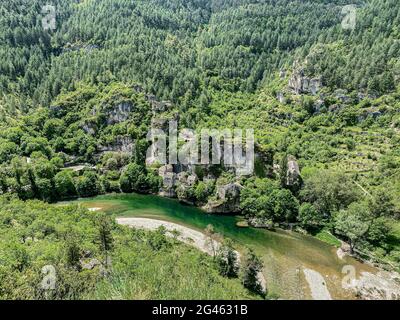 Small french village of Castelbouc in the Gorges du Tarn in France Stock Photo