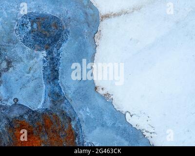 Peeling paint and rust abstract background. Stock Photo