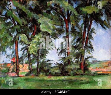 Paul Cézanne -  Tall Trees Jas De Bouffan 1887 Stock Photo