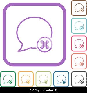 Cancel message outline simple icons in color rounded square frames on white background Stock Vector