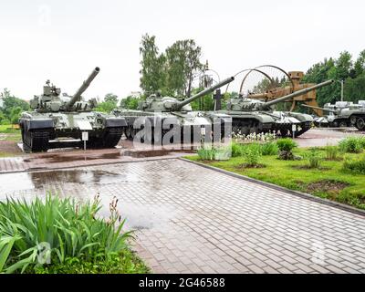 Sholohovo, Moscow Region, Russia - June 8, 2021: old tanks at outdoor area of Museum of History of the T-34 Tank. The founder of the museum is Vasilie Stock Photo