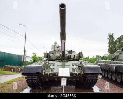 Sholohovo, Moscow Region, Russia - June 8, 2021: T80 tank at outdoor area of Museum of History of the T-34 Tank. The founder of the museum is Vasiliev Stock Photo