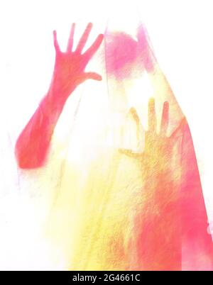 Woman trapped, escape concept metaphor. Ideal book cover, background. Stock Photo