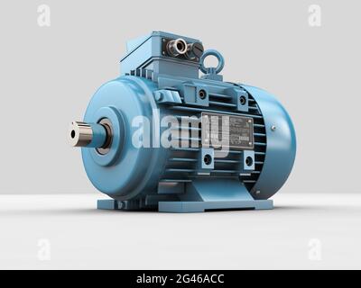 3d Rendering of Electric motor, clipping path included. Stock Photo