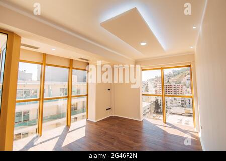 An empty apartment with no furniture. The apartment is renovated Stock Photo