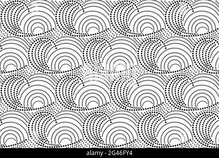 Pattern seamless circle abstract wave background. Japanese circle pattern vector Stock Vector
