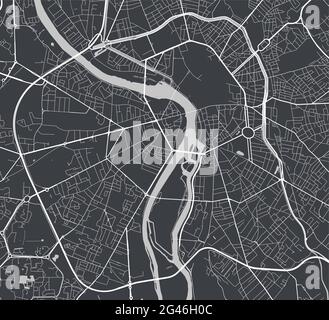 Urban city map of Toulouse. Vector illustration, Toulouse map grayscale art poster. Street map image with roads, metropolitan city area view. Stock Vector