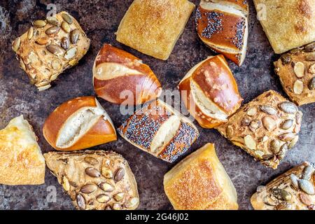 A lot of various buns from above Stock Photo