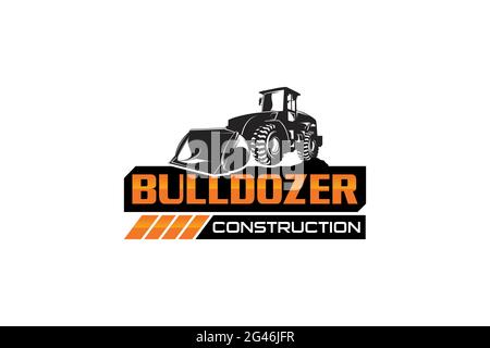 Bulldozer logo template vector. Heavy equipment logo vector for construction company. Creative excavator illustration Stock Vector