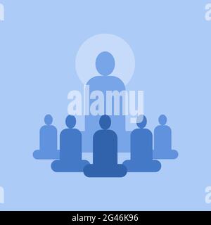 Illustration of 'Gurukul' system of education in which teacher and students sitting under a tree Stock Vector