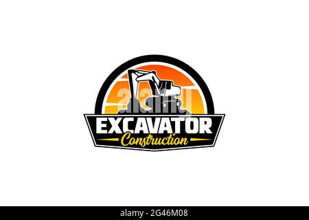 Excavator logo template vector. Heavy equipment logo vector for construction company. Creative excavator illustration for logo. Stock Vector