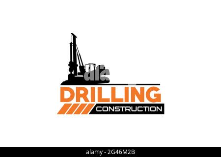 Contractor, trench digger and drilling rig logo design inspiration Heavy equipment logo vector for construction company. Creative excavator illustrati Stock Vector