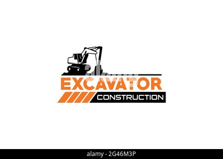 Excavator logo template vector. Heavy equipment logo vector for construction company. Creative excavator illustration for logo. Stock Vector