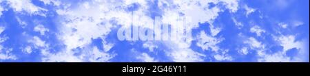 Vibrant color panoramic sky with cloud on a sunny day. Beautiful cirrus cloud. Panorama high resolution photograph Stock Photo