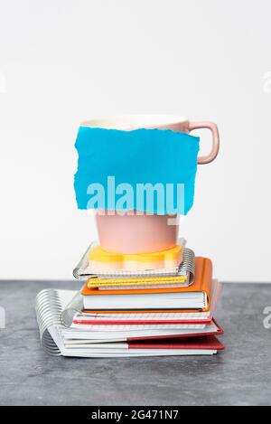 Organized Stack Note Pad, Bundle Notebooks, Neat Pile Documents, Pleasant Arrangement Writing Materials, Clean Workspace, Office Stock Photo