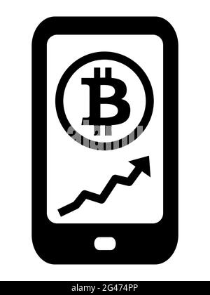 Bitcoin broker market app on smartphone device symbol vector illustration icon Stock Vector