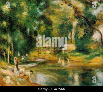 Pierre-Auguste Renoir -  Essoyes Landscape Washerwoman Bathers 1900 Stock Photo