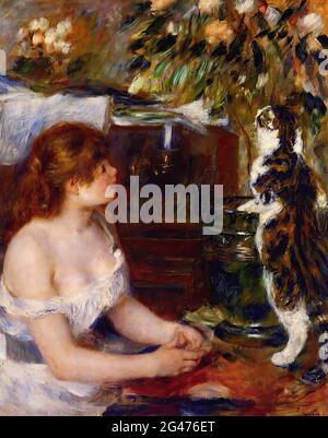 Pierre-Auguste Renoir -  Girl Cat 1882 Stock Photo
