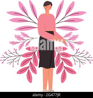 survivor teen and leaves Stock Vector