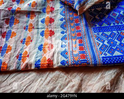 tribal pattern or ethnic pattern is used for assam motif design or muga silk of assam. similar to ukrainian pattern or russian  pattern. Stock Photo