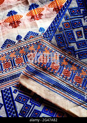 tribal pattern or ethnic pattern is used for assam motif design or muga silk of assam. similar to ukrainian pattern or russian  pattern. Stock Photo
