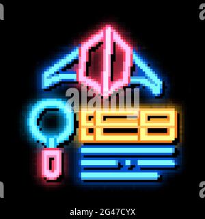 kite flight research neon glow icon illustration Stock Vector