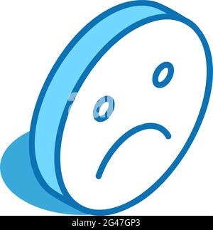 Unhappy emoji isometric icon. Upset, unsatisfied face 3D line symbol. Stock Vector