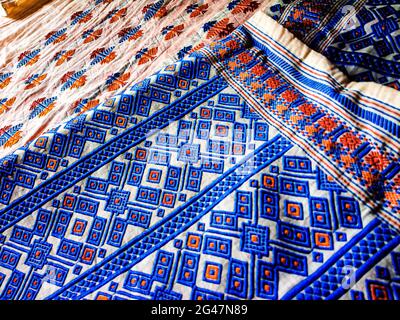 tribal pattern or ethnic pattern is used for assam motif design or muga silk of assam. similar to ukrainian pattern or russian  pattern. Stock Photo