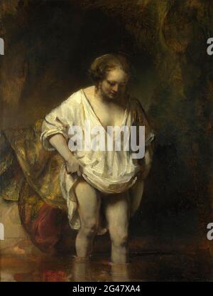 Rembrandt Harmenszoon Van Rijn -  a Woman Bathing in a Stream Hendrickje Stoffels Stock Photo