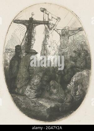 Rembrandt Harmenszoon Van Rijn -  Christ Crucified Between Two Thieves an Oval Plate 1641 Stock Photo