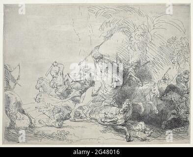 Rembrandt Harmenszoon Van Rijn -  Large Lion Hunt 1641 Stock Photo